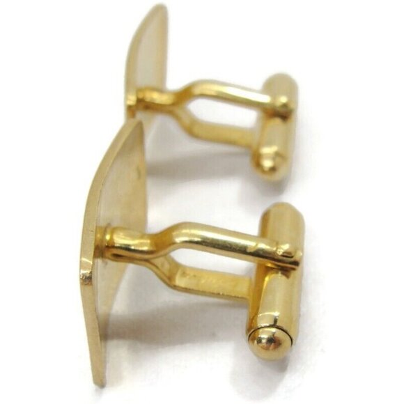 Signed Anson 12K Gold Filled Smooth Curved Rectangle Cufflinks - Picture 4 of 10
